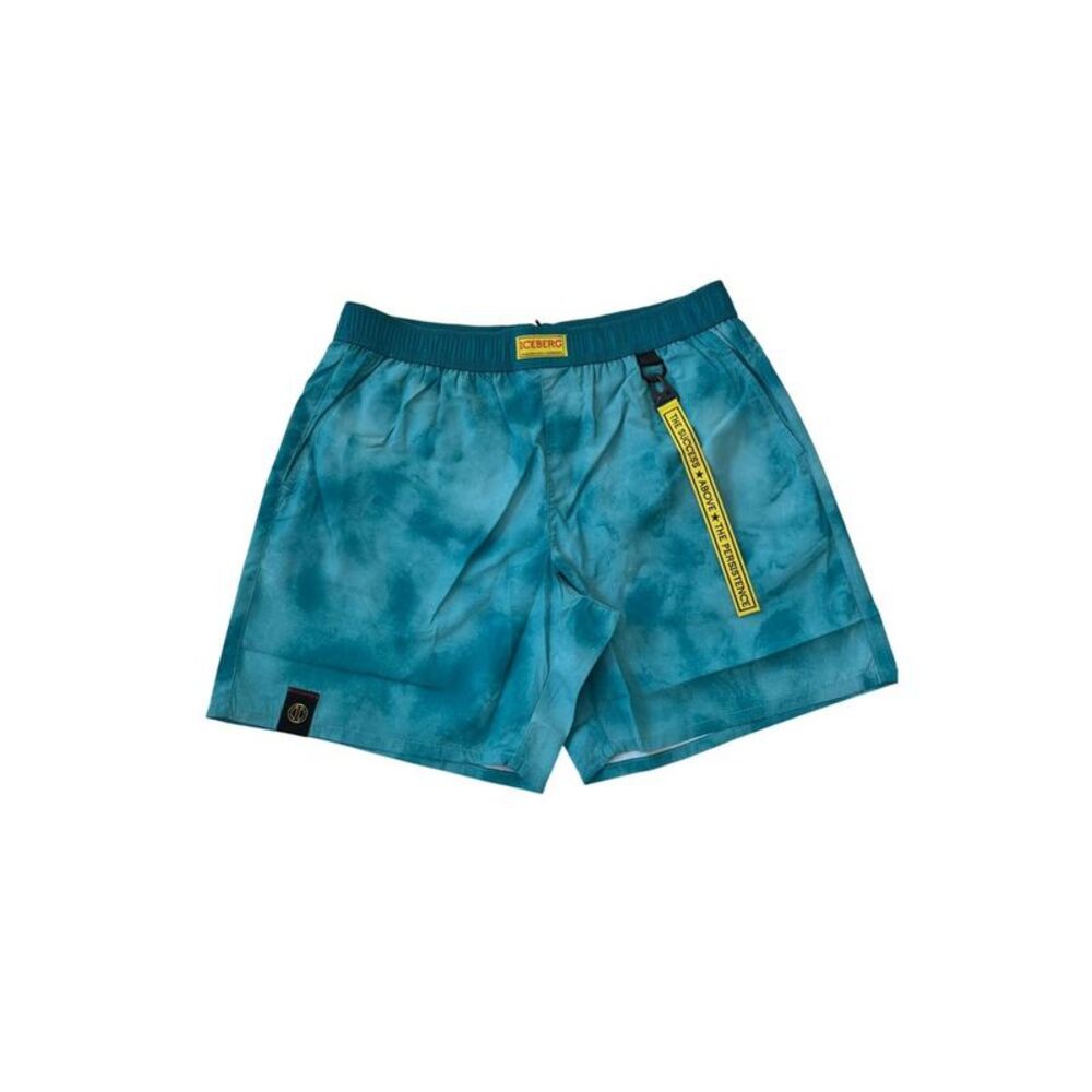Iceberg TieDye Swim Trunks with Label Men Light Blue Swimwear